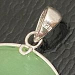 Sterling Silver Vintage 925 Natural Jade Jadeite Donut Circle Lucky Pendant 5.5g Photo 5