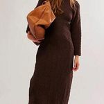 Free People Gabby Boho Textured Seamless Midi Dress in Coconut Shell Size Medium Photo 0