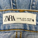 ZARA Women's Blue High Waisted Raw Hem Boyfriend Bermuda Denim Jean Shorts 4 Photo 3