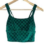 NWT Colsie Y2K 90s Crop Tank Top Womens S Green Velvet Checker Print Retro Rave Photo 1