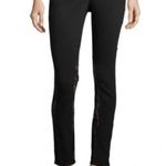 Haute Hippie  Skinny Black Pants The Thorny Rose Lace Inserts on Side Size 10 Photo 1