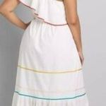 Lane Bryant  One-Shoulder Ruffle -Hem White Rainbow Trim Maxi Dress Size  24 New Photo 1