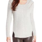 Sam Edelman  gray knit sweater grey scoop neck cable knit ribbed long sleeve Photo 0