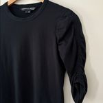 Veronica Beard  Jeans Waldorf Tee Ruched Sleeves Pima Cotton Black Size XS Photo 4