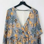 Free People NWT Dress Teegan Mini Faux Wrap Top Long Sleeve Floral V-Neck Large Photo 7