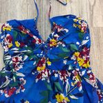 Anthropologie  Emily Halter‎ Mini Dress Blue Floral Smocked Size Small Photo 3