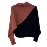 T Tahari Tahari viscose dolman sleeve colorblock black medium mock neck ribbed casual Photo 1