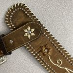 Nocona Belt Co Brown Leather Belt XL Silver Buckle Rhinestones Western Heavy Photo 6