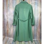 Sakowitz Vintage Trench Coat Jacket Sea Foam Green Vinyl Size 10 Belted Dagger Photo 9