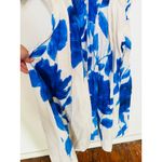 Natori White Blue Floral Collared Front Button Cinched Waist Andora Dress Size 8 Photo 10