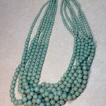 Chunky Layered Bead Necklace Mint Green Statement Bib Multi Strand Photo 0