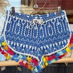 Judith March Colorful Embroidered Tassel Pull On Shorts ~ Size Medium 💛🍄 Photo 1