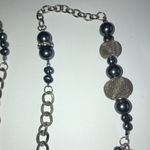 Silver Tone & Dark Gray/Blue Mesh Beaded Multi Strand Boho Necklace Photo 5