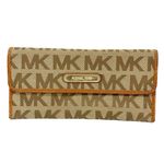 Michael Kors  Austin Flat Brown Continental Slim Jacquard Wallet Photo 0