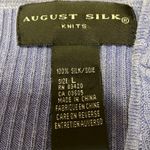 August Silk 100% Silk Women's Blue Rib Knit Short Sleeve Tee T-shirt Top Size L Photo 2