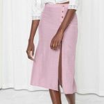 & Other Stories & Other Stories Asymmetrical Midi Skirt Size 6 Pink Pull On with Slit Photo 1