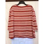 Ralph Lauren Polo Red Cream Stripe Linen 3/4 Sleeve Boat Neck Shirt Size Large Photo 2