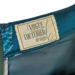 1960s Vintage Vogue Couturier Teal Blue Floral Long Sleeve Dress Small Formal Size XS Photo 3