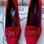 via spiga Pointed Pumps Heels 10M Dark Red Suede Leather Buckle ITALY Photo 0