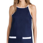 STAUD ‎ Mateo Navy / White Trim Linen Romper Lined Size Medium Photo 0