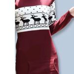Long Sleeve Wine Red Deer Sweater Dress Photo 1