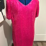 Vintage Roaman's Hot Pink Beaded Sequin Dress Size 10 Photo 1