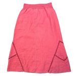 XCVI Vintage 90s Y2K Ramie Linen Midi Skirt Muted Cherry Red Crochet Medium Photo 1