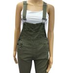 American Bazi Cotton Stretch Skinny Overalls Olive Green 7 Pocket Womens Small Photo 3