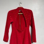 Tadashi  Red Studded Front Zip Vintage Mini Bodycon Dress Sz M Photo 9