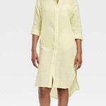 Universal Threads UNIVERSAL THREAD | Yellow Green Shirtdress Midi Dress Button Up Gauze | Medium Photo 0
