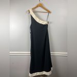 Abercrombie & Fitch New  One-Shoulder Scarf Midi Dress black cream size Pet Small Photo 7