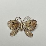 Vintage Napier Butterfly Insect Filigree Gold Tone Faux Pearl Signed Brooch Pin Photo 9