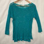 American Eagle  Lightweight Open Knit Crocheted Cottagecore Y2K Teal Sweater S Photo 0