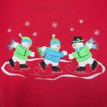 Studio Works Vintage 90s Snowman Ice Skating Embroidered Christmas Sweatshirt Photo 3