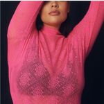 Anthropologie NWT Hot Pink Sheer Lace Turtleneck XS Photo 3