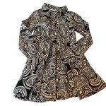 ZARA  Women's Black & White Paisley Print Long Sleeve Mini Shirt Dress S *no belt Photo 5
