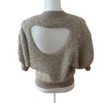 Anthropologie The Violette Short-Sleeve Tinsel Sweater by Maeve in honey S Photo 3