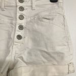 American Eagle  button fly stretch‎ cream cuffed jean shorts women’s size 0 Photo 3