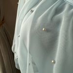 Vintage 70s Baby Blue Pearl Caplet Formal Dress Gown XS Photo 7