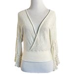 Free People Crochet Bohemian Ethereal Moonlight Crop Retro 70s Wrap Top Small Photo 3