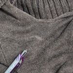 Calvin Klein Brown Knit Sweater Dress S (est.) Cowl Neck Short Sleeve Academia Photo 7