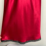 Oscar de la Renta  Red Satin Maxi Slip Dress Sz Medium Lace Mesh Sexy Photo 13