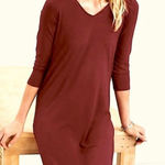 Eileen Fisher maroon tencel jersey vneck dress size M Photo 0