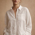 100% Cotton White Textured Button Photo 0