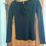 Free People  Black Tie Long Sleeve Shirt Photo 1