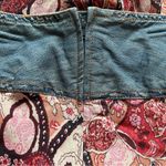 Vintage Y2K Denim Jean Chiffon Paisley Pattern Midi Skirt Lace Up Size 12 Blue Photo 9