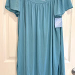 Adonna Sleepwear Embroidered Neck Short Sleeve Nightgown Sleep Dress Petite PM Blue Size M Photo 0