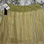 ECI Striped Yellow and Green Silk Drop Waist Layered Side Zip Skirt Whimsical Airy Photo 5