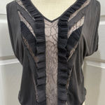 EXPRESS  Tank Top XS – Floral Lace, Ruffle Detail, Stretch Hem Photo 0