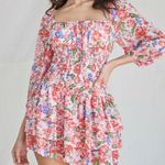 Forever 21 Smocked Pink Floral Mini Dress S Photo 0